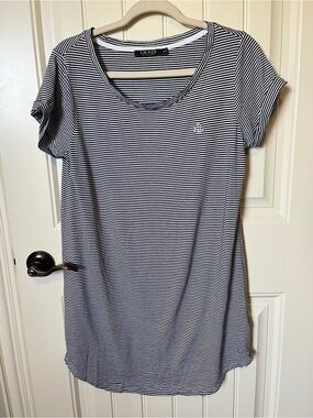Lauren Ralph Lauren Navy and White Striped Scoop Neck Tee